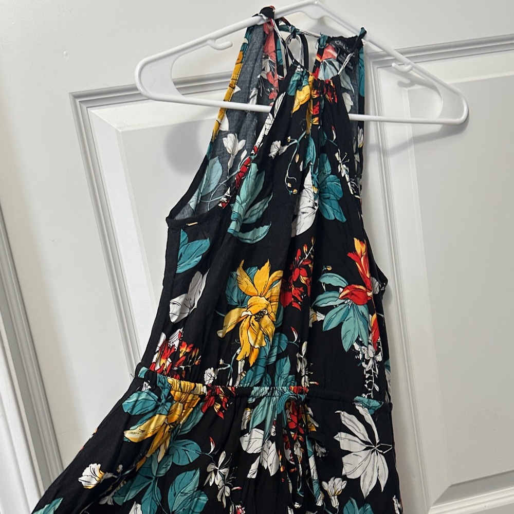 City Chic Backless Floral Dress - Black, Yellow, Red, Green